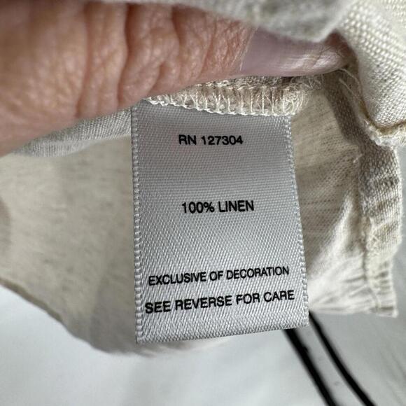 John Mark Shirt small s tan linen embroidered tunic beachy tropical cruise - Picture 2 of 5